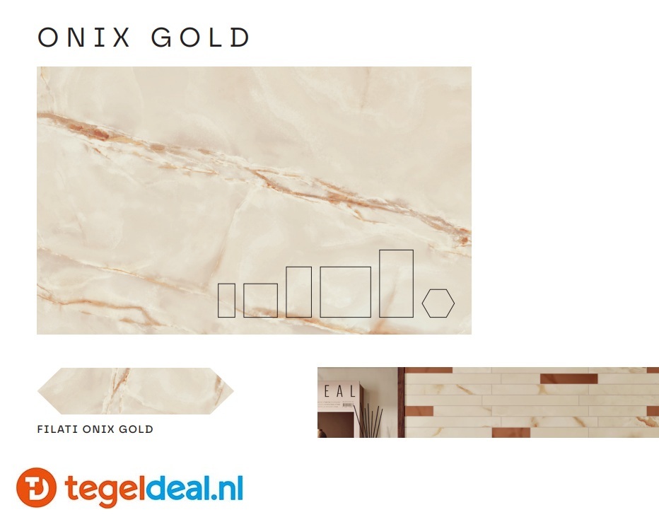 Revigres, Onix Gold, marmerlook tegels voor vloer en wand 