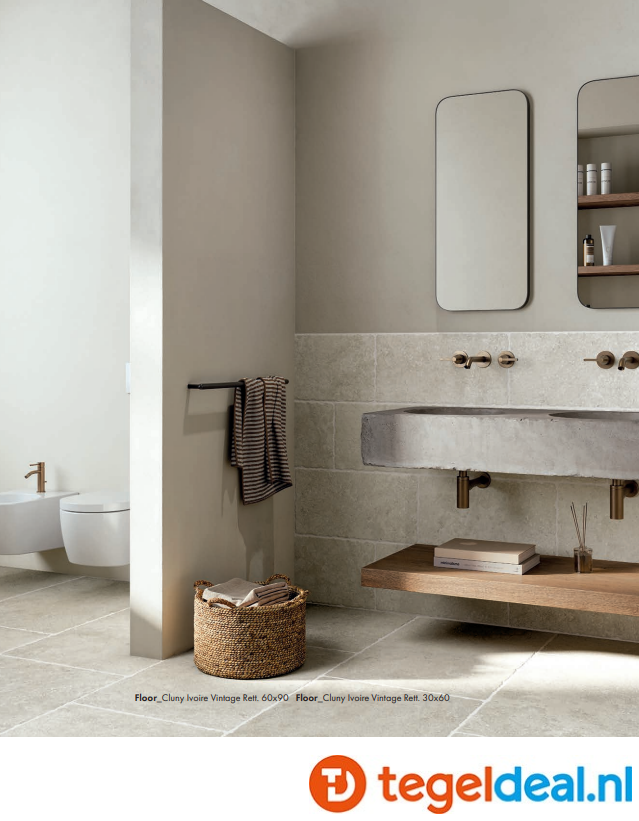 SIL Ceramiche, Cluny IVOIRE, 60x90x2 cm, natuursteenlook terrastegels - €55,00/m2 / Palletdeal op aanvraag