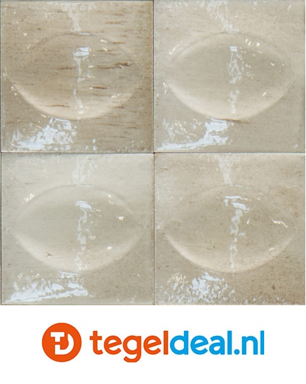 Ragno Gleeze BEIGE struttura EGG 3D, 10x10 cm, R8GT, reliëf wandtegels 
