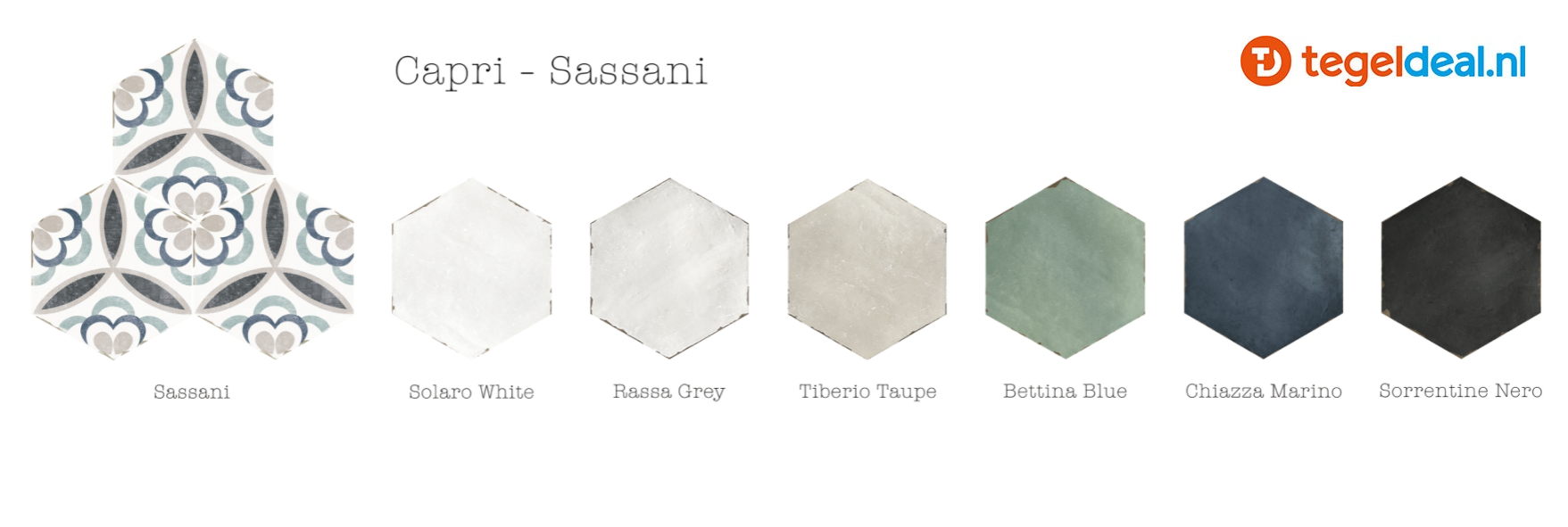 Nanda Tiles, Capri TIBERIO TAUPE, 14x16 cm, hexagon tegels