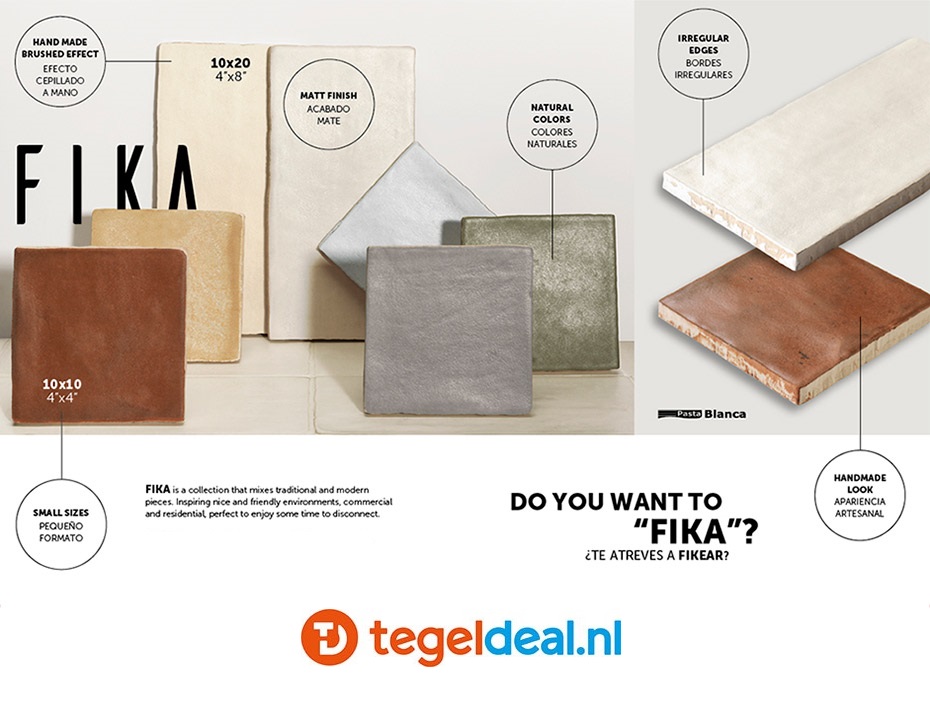 WDT Natucer Fika, 10x10 cm, 7 kleuren, mat WDT Natucer Fika, 10x10 cm, 7 kleuren, mat