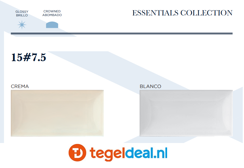 WDT Essential, BLANCO, 7,5x15 cm, convex vorm