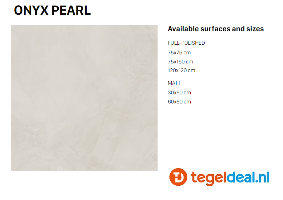 VLT Supergres Purity of Marble, Onyx Pearl Lux, 75 x 150 cm