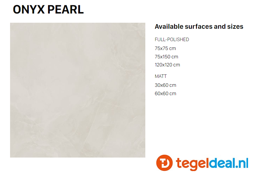 VLT Supergres Purity of Marble, Onyx Pearl Lux, 75 x 75 cm