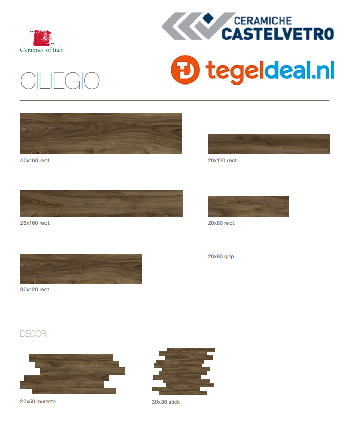 Castelvetro More Ciliegio, 30x120 cm, CMR32R5, houtlook tegels