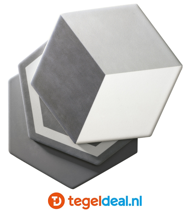 Tonalite, Examatt, 15x17 cm, hexagon vloer- en wandtegels Tonalite, Examatt, 15x17 cm, hexagon vloer- en wandtegels