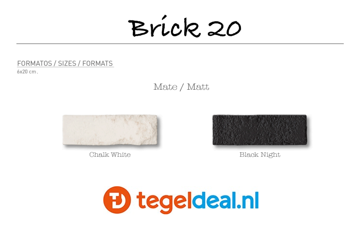 WDT Nanda Tiles, Brick20, 6,2x20 cm, div. kleuren