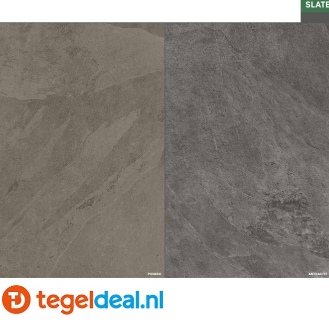 ACTIE - Castelvetro Stones Slate PIOMBO, 60x60x2 cm, art. XSL60R44, leisteen-look terrastegels € 38,50 per m2