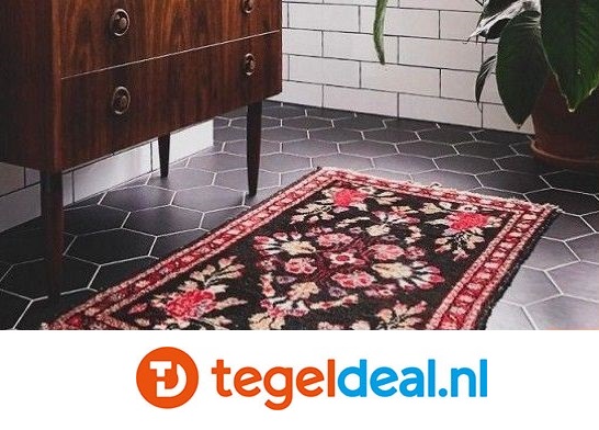 ACTIE Vloer-wandtegels Equipe, Hexatile NEGRO MATE, 17,5x20 cm  OP VOORRAAD - OP=OP