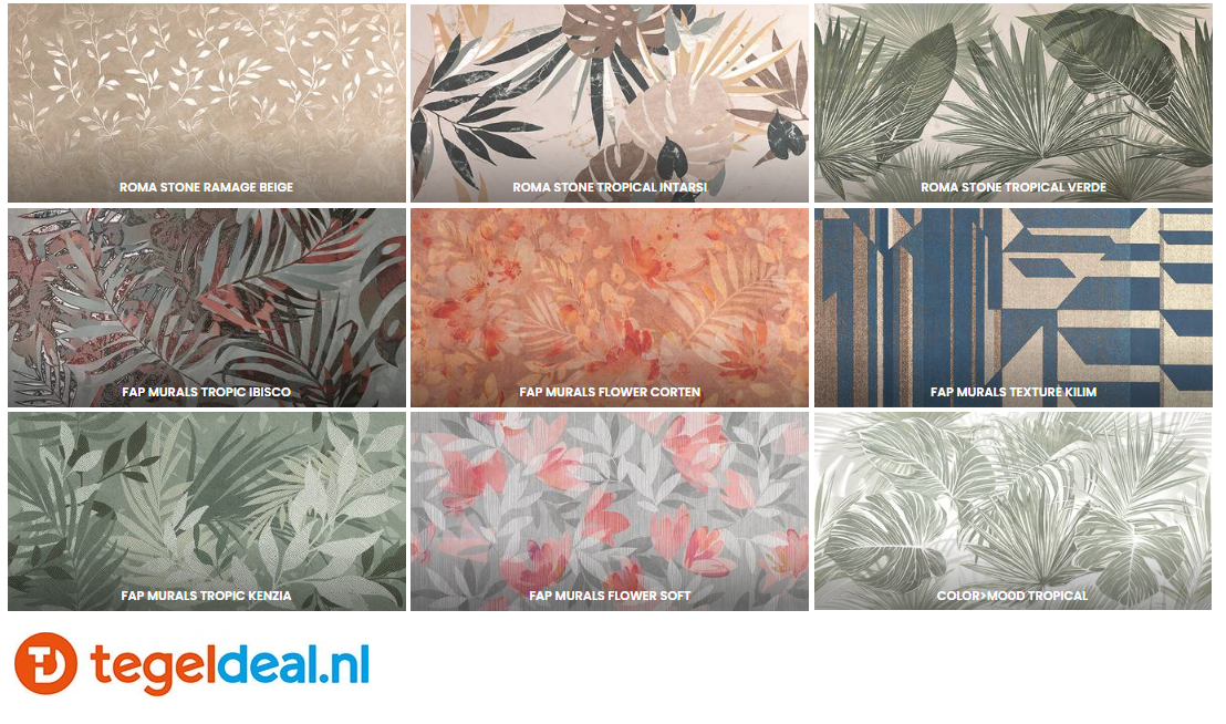 FAP, Murals en Exxtra 80x160 cm, wandtegels met decors