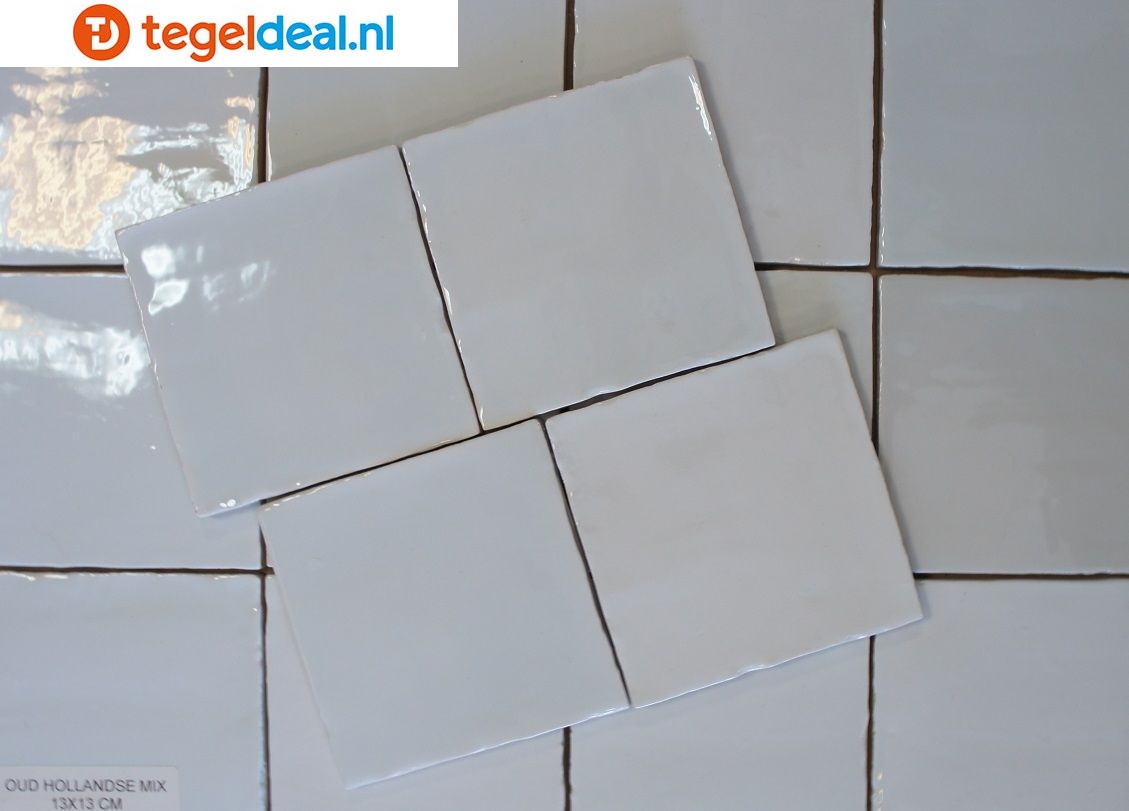 Handvorm wandtegels OUD HOLLANDSE MIX  glans, 13x13 cm - OP VOORRAAD 