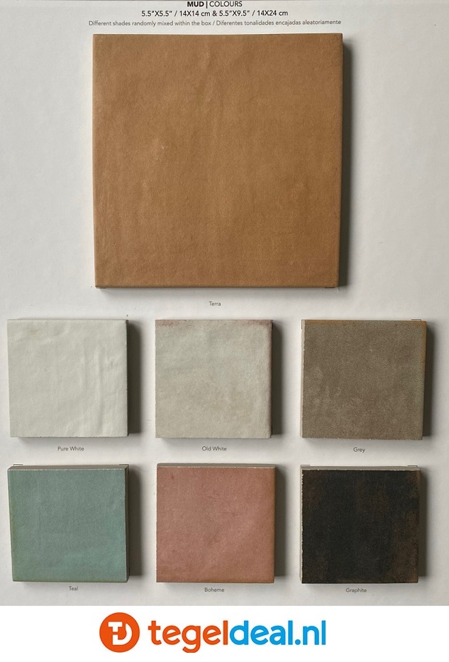 WOW Design, Mud Diamond WOOD MID, 14x24 cm - ruitvorm houtlook tegels