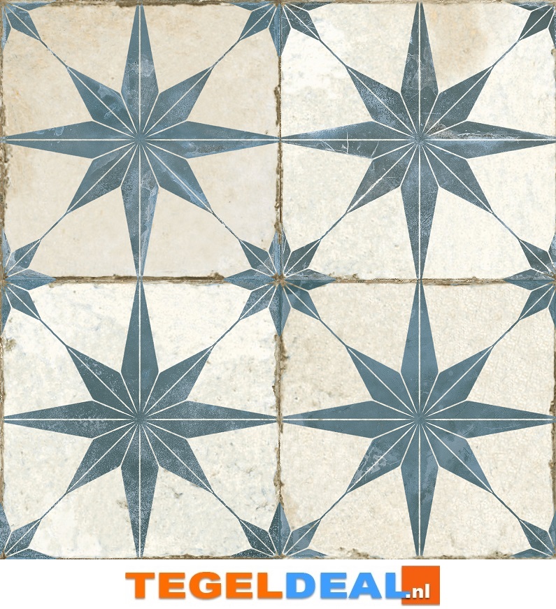 Peronda, Fs Star Blue, 45x45 cm, vintage patroontegels