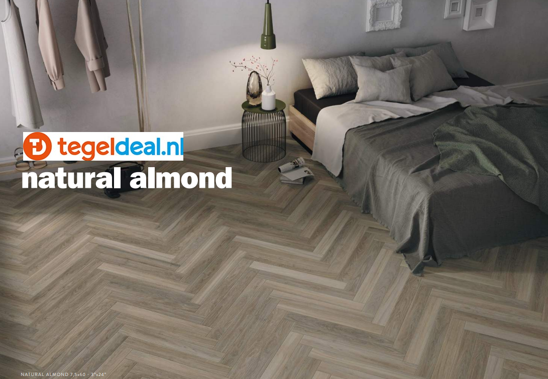 Supergres Natural Appeal Almond, 7,5x60 cm, NA6Ø, houtlook tegels