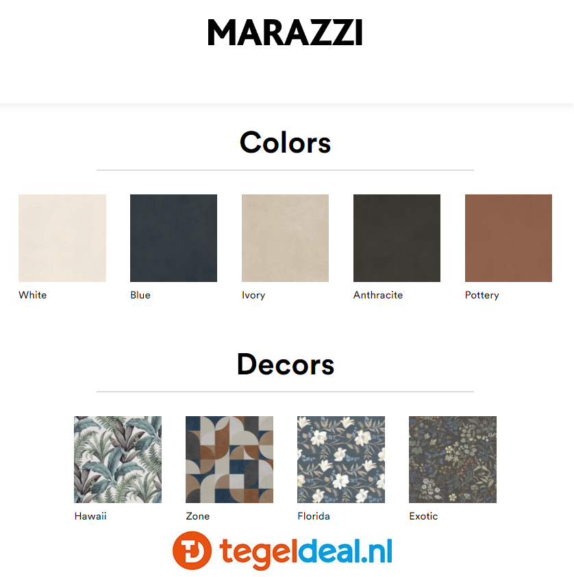 Marazzi Poster, betonlook en decortegels - 5 kleuren - 2 formaten 