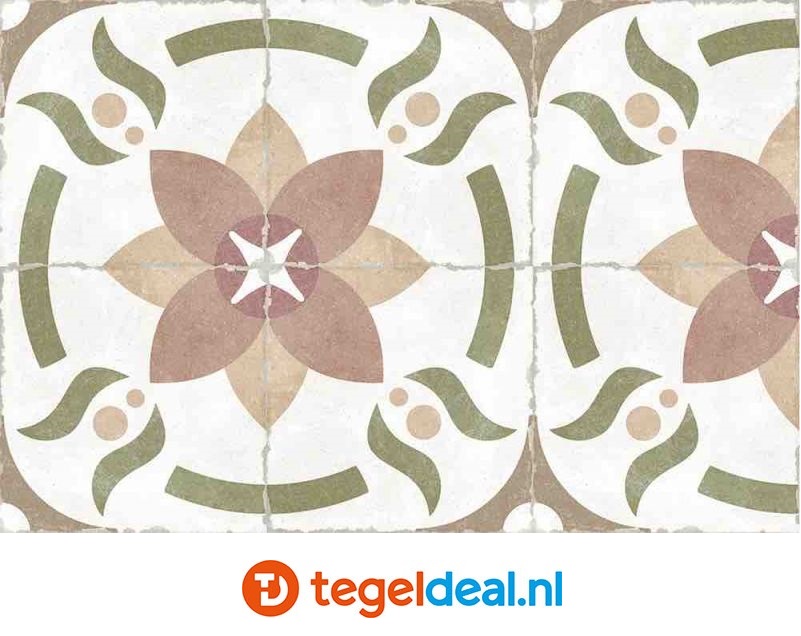 VLT Gabana, 20x20, vintage patroontegels VLT Gabana, 20x20, vintage patroontegels