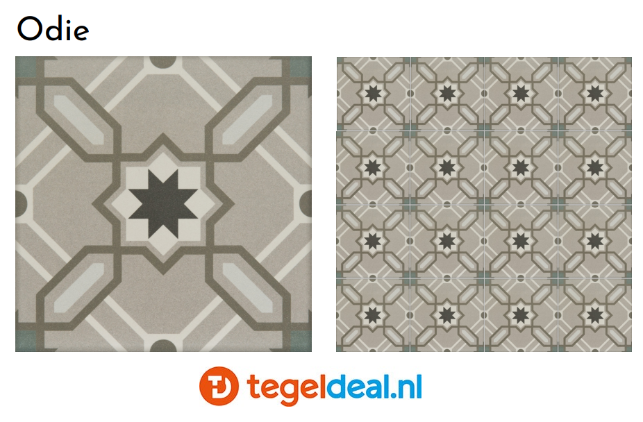 OPRUIMING : 1 m2 Revoir Paris, La Madeleine, Odie, 20x20 cm, patroontegels - 1 m2 voor 35,00 euro   