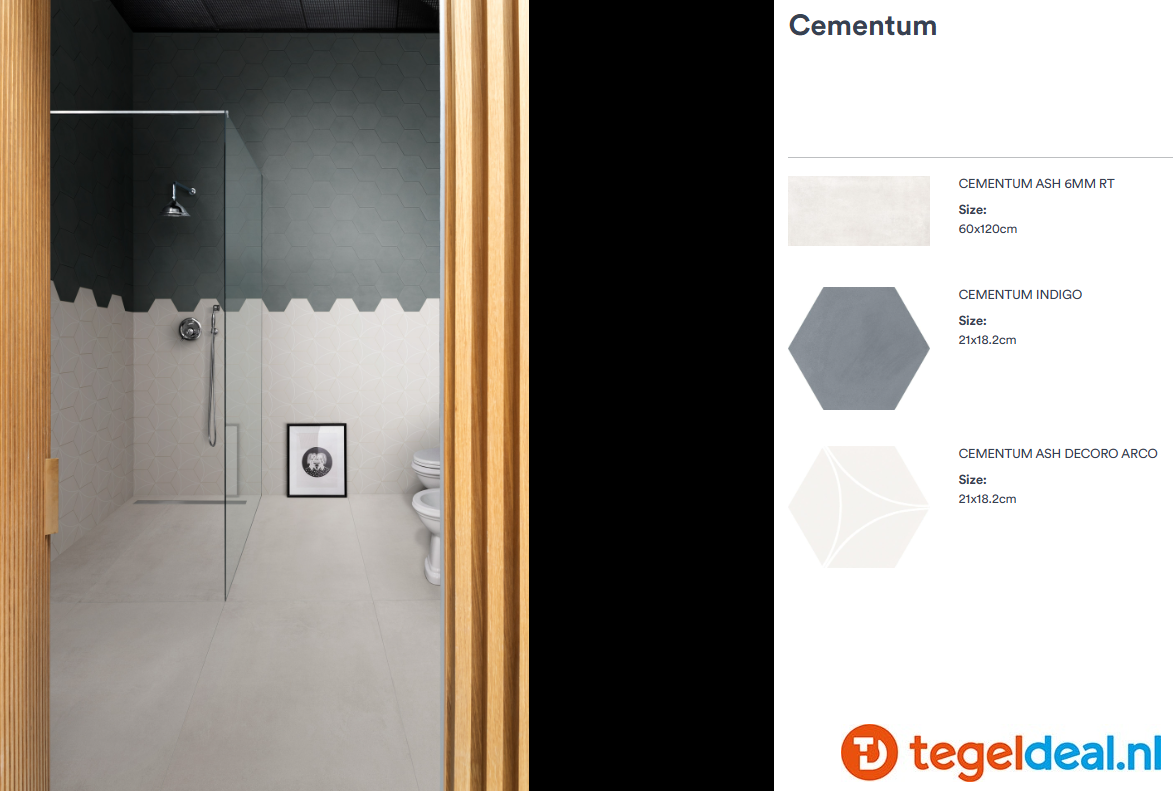 Marazzi Cementum INDIGO, 21x18,2 cm Nat., M9VT, hexagon cementlook tegels