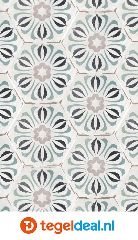 Nanda Tiles, Capri BOSA, 14x16 cm, hexagon patroontegels
