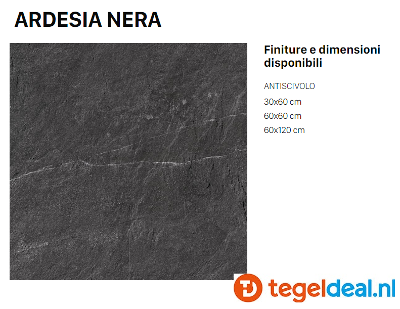 Supergres Stonework Ardesia Nera, 60x60 cm, natuursteenlook tegels