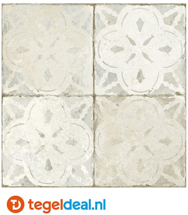 Peronda, Fs Aurora WHITE, 45x45 cm, vintage patroontegels
