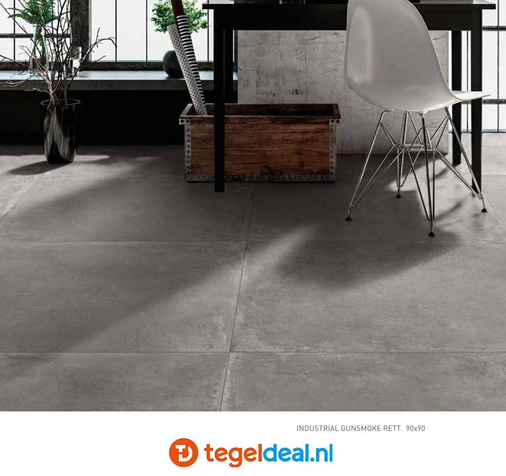 SIL Ceramiche, Industrial GUNSMOKE, 90x90 cm GRIP, betonlook tegels