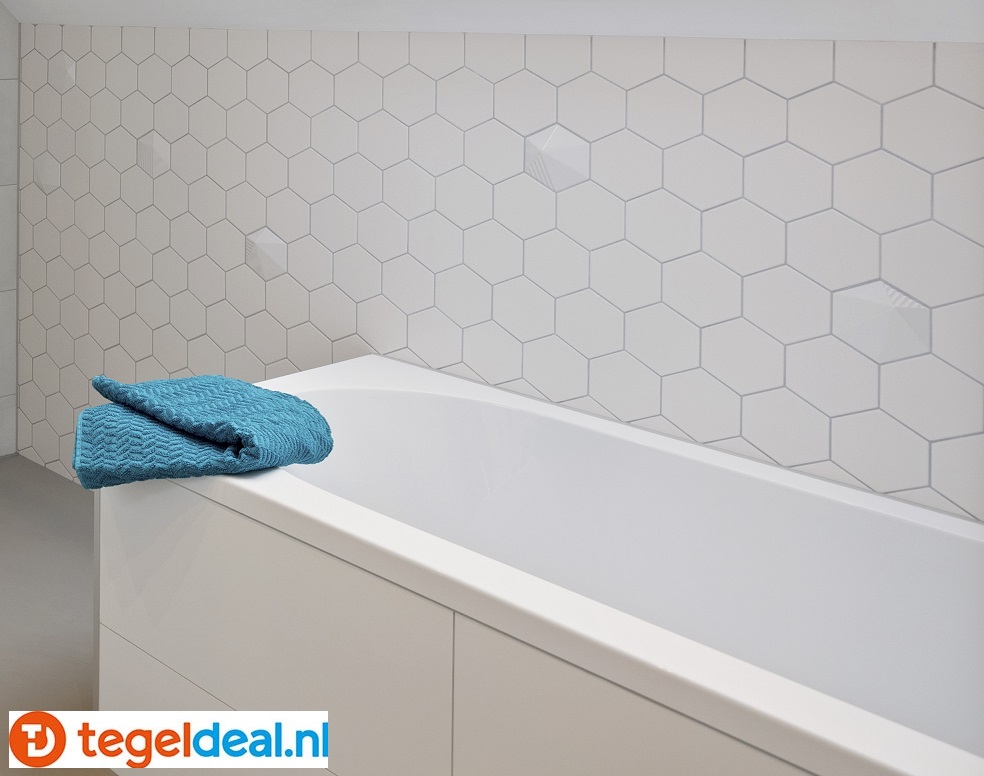 Equipe, Scale Hexagon WHITE MATT, 12,4x10,7 cm, 21767, hexagon wandtegels