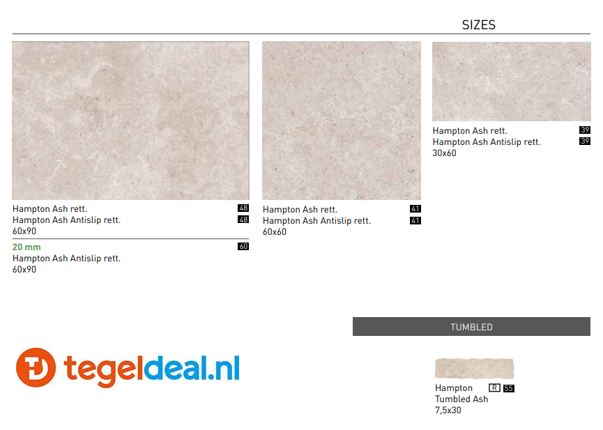 SIL Ceramiche, Hampton ASH, 60x90 cm Antislip