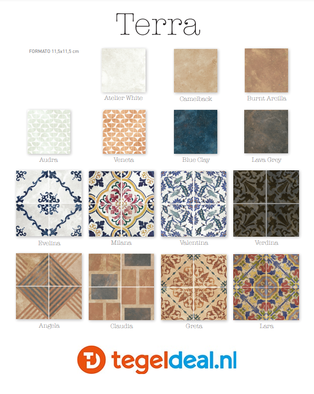 Nanda Tiles, Terra, 11,5x11,5 cm, vloer- en wandtegels Nanda Tiles, Terra, 11,5x11,5 cm, vloer- en wandtegels