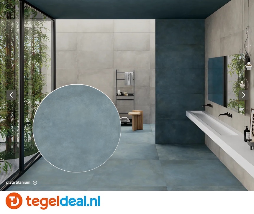 KEOPE Plate TITANIUM, 120x120 cm, metaallook tegels
