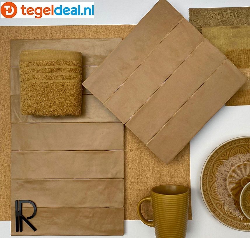 Revoir Paris, Provence CARAMEL, 6,2x25 cm matte wandtegels Revoir Paris, Provence CARAMEL, 6,2x25 cm matte wandtegels