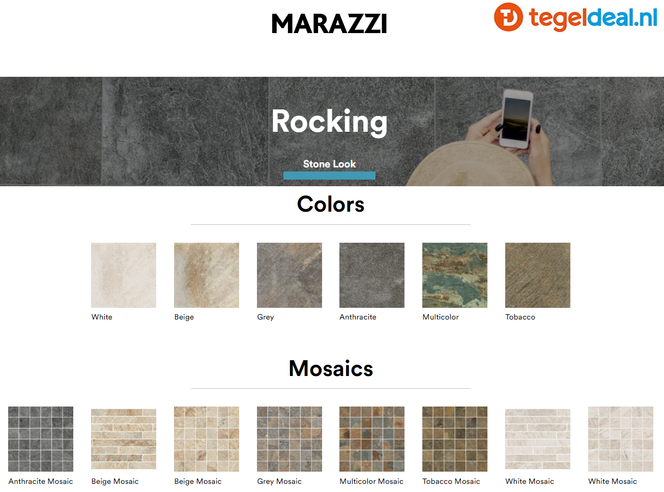 Marazzi Rocking, steenlook tegels - 6 kleuren - 6 formaten