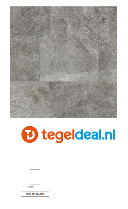 ACTIE - Imola Trail QUARZITE GRIGIA, 60x90x2 cm, art. QUAR GRI 69ASRM, terrastegels 
