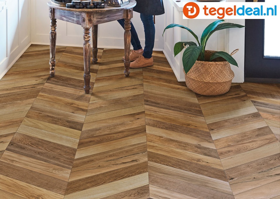 Marazzi Treverksoul, 11x54 cm - chevron houtlook tegels