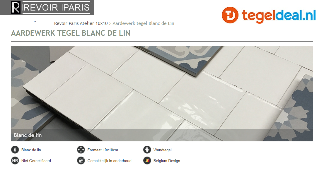 WDT Revoir Paris Atelier Blanc de Lin, 10x10 cm glans WDT Revoir Paris Atelier Blanc de Lin, 10x10 cm glans