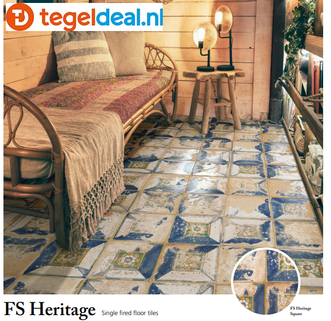 Peronda, Fs Heritage, 45x45 cm, 4 kleuren, vintage patroontegels 
