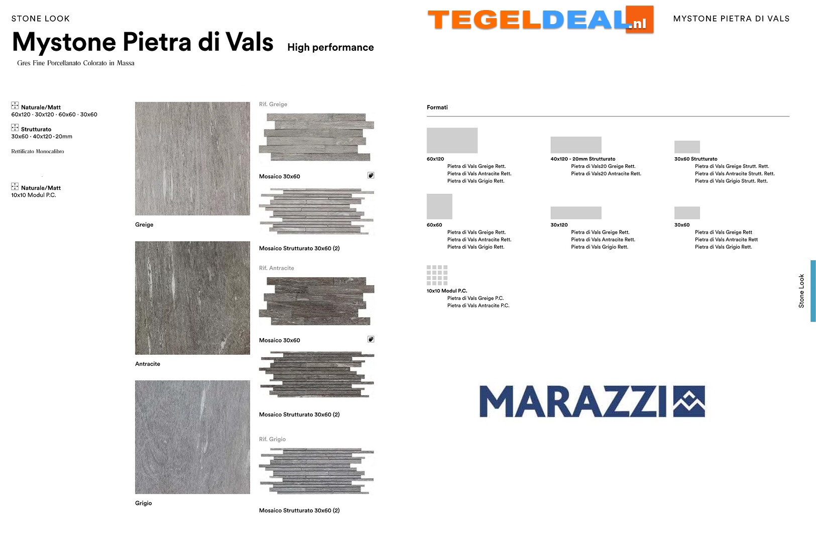 VLT Marazzi, Mystone Pietra di Vals, kwartsiet-look