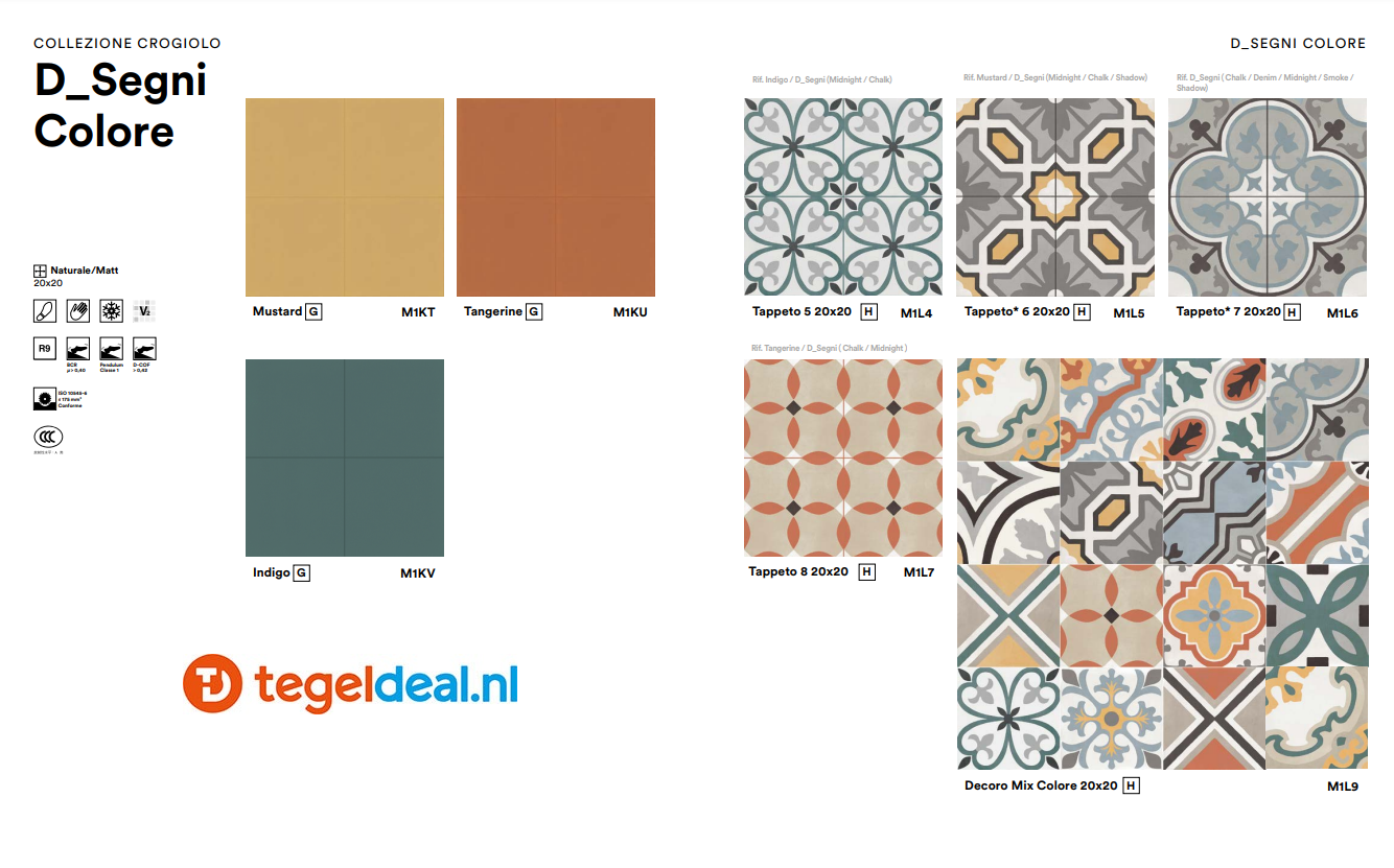 Marazzi, D_Segni COLORE, 20x20 cm, cementlook tegels