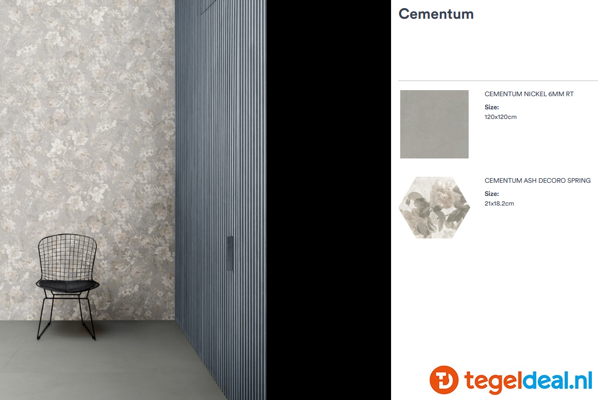 Marazzi Cementum ASH, 60x60 cm Nat., M9SU, cementlook tegels Marazzi Cementum ASH, 60x60 cm Nat., M9SU, cementlook tegels
