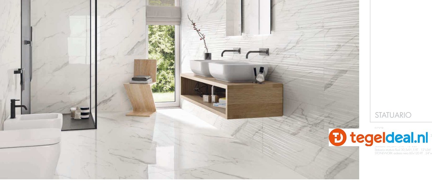 Supergres Purity of Marble, Statuario Lux, 60x120 cm, marmerlook tegels Supergres Purity of Marble, Statuario Lux, 60x120 cm, marmerlook tegels