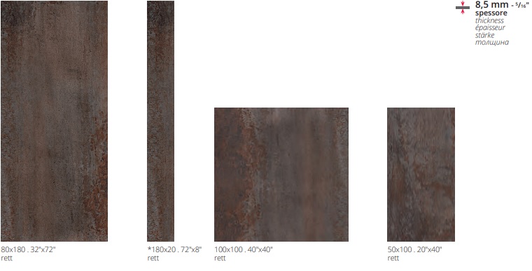 VLT Serenissima Costruire Metallo Ruggino, 20 x 180 cm