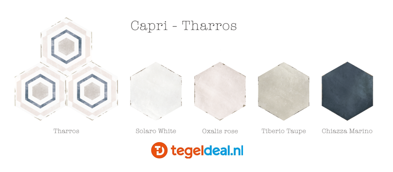 Nanda Tiles, Capri TIBERIO TAUPE, 14x16 cm, hexagon tegels