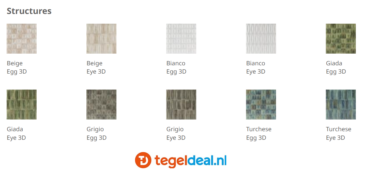 WDT Ragno Gleeze BIANCO struttura EGG 3D, 10x10 cm, R8GS WDT Ragno Gleeze BIANCO struttura EGG 3D, 10x10 cm, R8GS