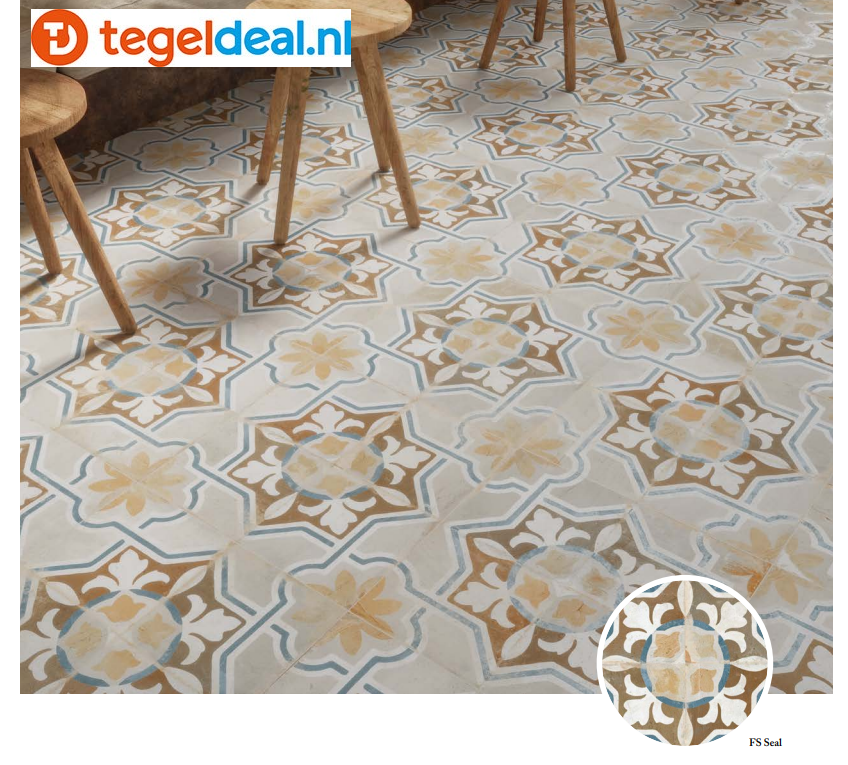 Peronda, Fs Clay: Blossom - Checker - Seal, 45x45 cm, 4 kleuren, patroontegels 