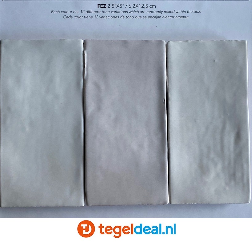 WOW Design, Fez WHITE Gloss, 6,2x12,5 cm handvorm wandtegels
