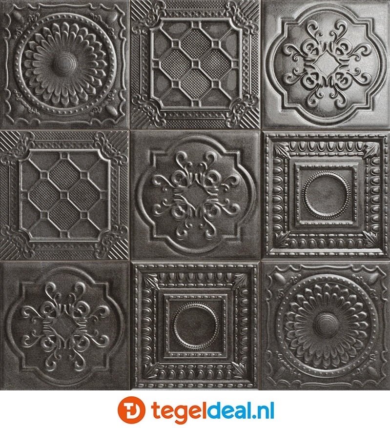 Mainzu, Metal Tiles, 20x20 cm, reliëf wandtegels Mainzu, Metal Tiles, 20x20 cm, reliëf wandtegels