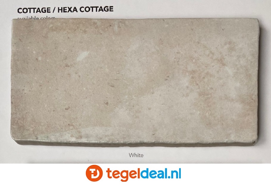 WOW Design, Cottage WHITE, 14x16 cm Hexagon, terracottalook tegels