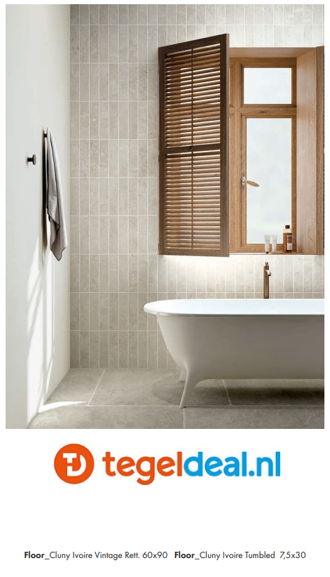 SIL Ceramiche, Cluny IVOIRE, 60x90x2 cm, natuursteenlook terrastegels - €55,00/m2 / Palletdeal op aanvraag