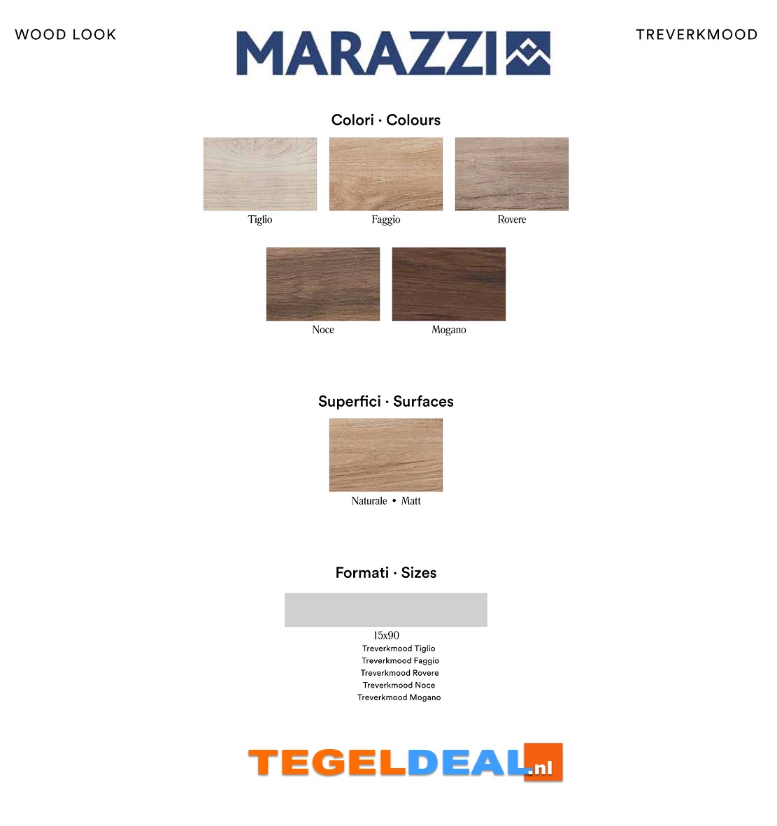 VLT Marazzi Treverkmood, 15 x 90 cm houtlook 