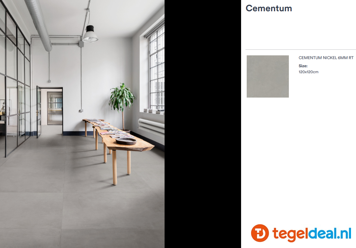 Marazzi Cementum NICKEL, 120x120x0,6 cm Strutt., MAX9, cementlook tegels Marazzi Cementum NICKEL, 120x120x0,6 cm Strutt., MAX9, cementlook tegels
